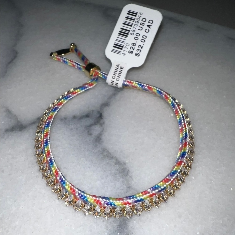 Anthropologie Diamond Rainbow & Blue Set Of 2 Rope Bracelets Brand New With Tags - Picture 3 of 4